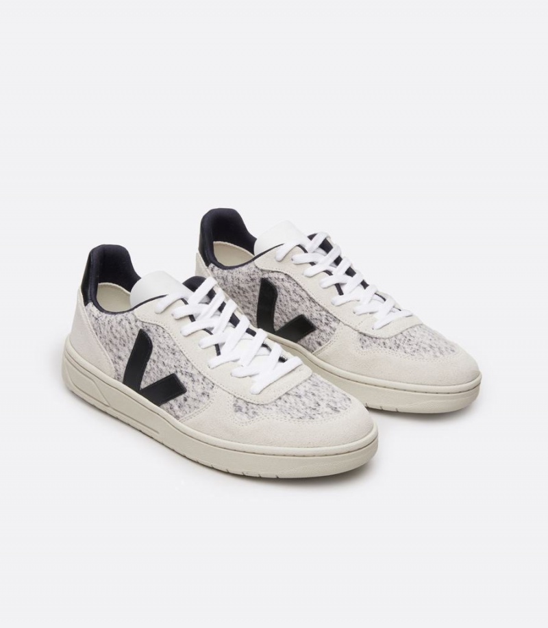 Veja V-10 Flannel Snow Női Rövidszárú Tornacipő Fehér Fekete | SJP8447XG